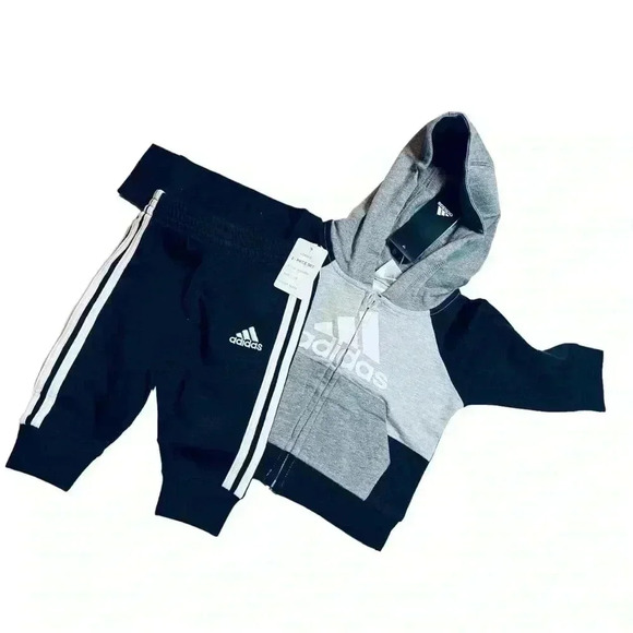 Baby Boys Adidas Color Block Long Sleeve Jacket and Pants Set, Size 3 Months - Picture 1 of 6